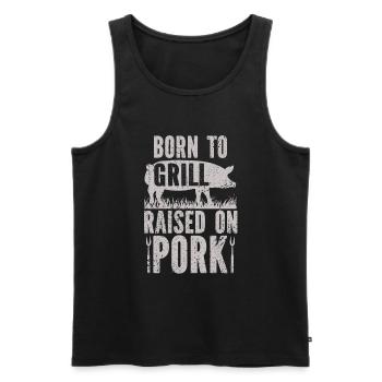 Griller le porc - Débardeur bio Premium Homme - noir - Devant - AI Model Male 178 light (178cm)