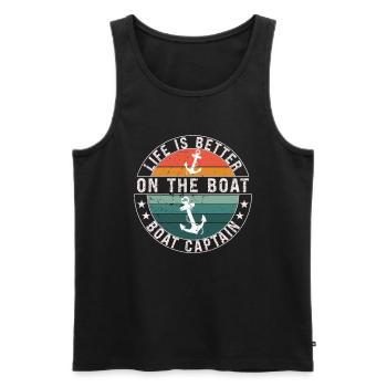 Boat Captain Funny Boat Sailing Lake Boater - Men's Premium Organic Tank Top - black - Front - Michal (187cm)
