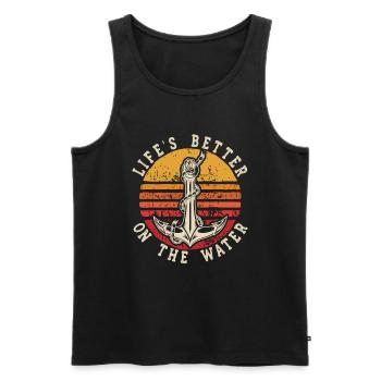 Bootskapitän Lustiger Bootssegelsee Boater - Männer Premium Bio Tank Top - Schwarz - Vorne - Michal (187cm)