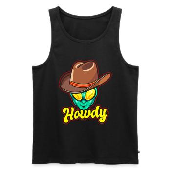 Howdy Alien Cowboy Space UFO Funny Western Rodeo - Männer Premium Bio Tank Top - Schwarz - Vorne - Michal (187cm)