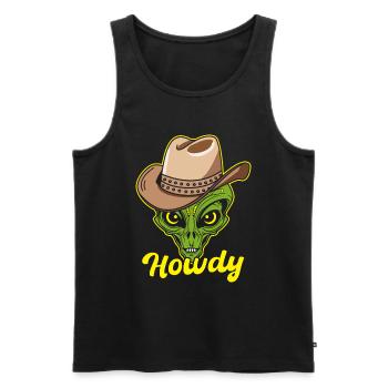 Howdy Alien Cowboy Space UFO Funny Western Rodeo - Männer Premium Bio Tank Top - Schwarz - Vorne - Michal (187cm)
