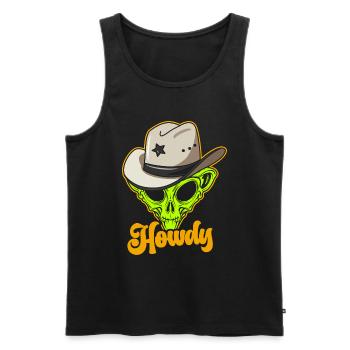 Howdy Alien Cowboy Space UFO Funny Western Rodeo - Männer Premium Bio Tank Top - Schwarz - Vorne - Michal (187cm)