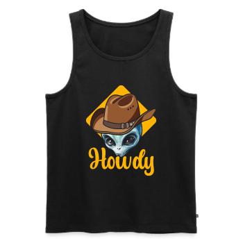 Howdy Alien Cowboy Space UFO Funny Western Rodeo - Männer Premium Bio Tank Top - Schwarz - Vorne - Michal (187cm)