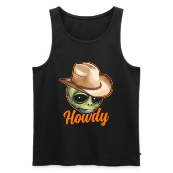 Howdy Alien Cowboy Space UFO Funny Western Rodeo - Männer Premium Bio Tank Top - Schwarz - Vorne - Michal (187cm)