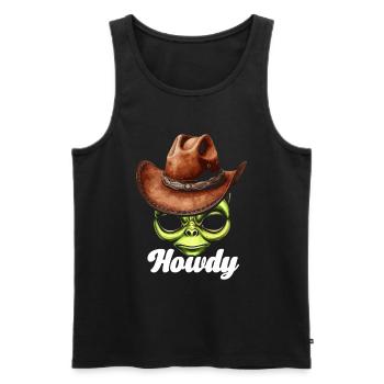 Howdy Alien Cowboy Space UFO Funny Western Rodeo - Männer Premium Bio Tank Top - Schwarz - Vorne - Michal (187cm)