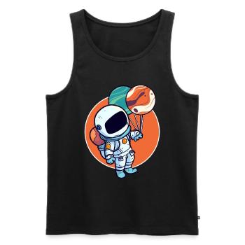 Astronaut Holding Planet Balloons Solar System - Men's Premium Organic Tank Top - black - Front - AI Model Male 178 light (178cm)