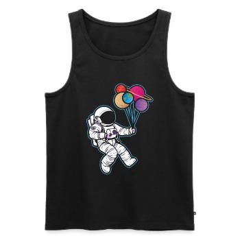 Astronaut Holding Planet Balloons Solar System - Men's Premium Organic Tank Top - black - Front - AI Model Male 178 light (178cm)