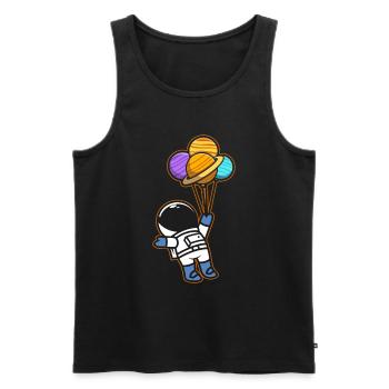 Astronaut Holding Planet Balloons Solar System - Men's Premium Organic Tank Top - black - Front - AI Model Male 178 light (178cm)