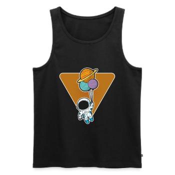 Astronaut Holding Planet Balloons Solar System - Men's Premium Organic Tank Top - black - Front - AI Model Male 178 light (178cm)