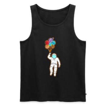 Astronaut Holding Planet Balloons Solar System - Men's Premium Organic Tank Top - black - Front - AI Model Male 178 light (178cm)