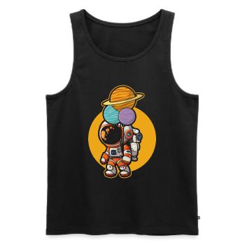 Astronaut Holding Planet Balloons Solar System - Men's Premium Organic Tank Top - black - Front - AI Model Male 178 light (178cm)