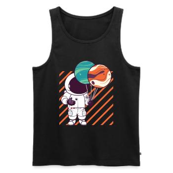 Astronaut Holding Planet Balloons Solar System - Men's Premium Organic Tank Top - black - Front - AI Model Male 178 light (178cm)