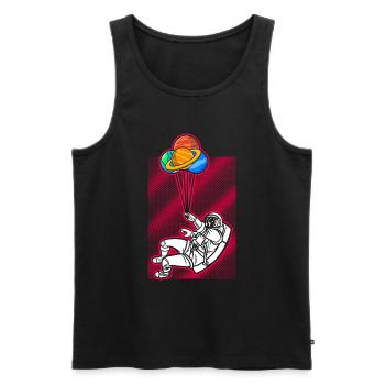 Astronaut Holding Planet Balloons Solar System - Men's Premium Organic Tank Top - black - Front - AI Model Male 178 light (178cm)