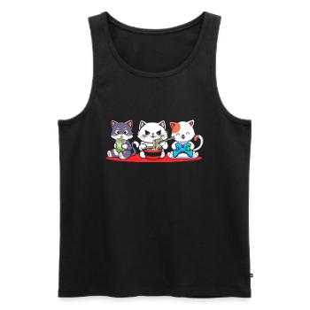 Chat Boba Thé Bubble Tea Gaming Gamer Ramen Anime - Débardeur bio Premium Homme - noir - Devant - Michal (187cm)