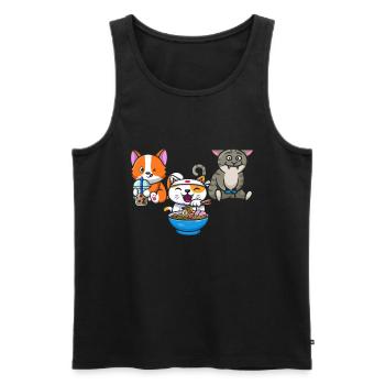 Chat Boba Thé Bubble Tea Gaming Gamer Ramen Anime - Débardeur bio Premium Homme - noir - Devant - Michal (187cm)