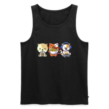 Chat Boba Thé Bubble Tea Gaming Gamer Ramen Anime - Débardeur bio Premium Homme - noir - Devant - Michal (187cm)