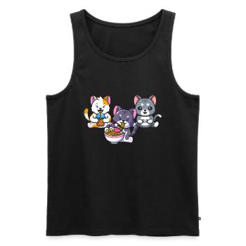 Chat Boba Thé Bubble Tea Gaming Gamer Ramen Anime - Débardeur bio Premium Homme - noir - Devant - Michal (187cm)