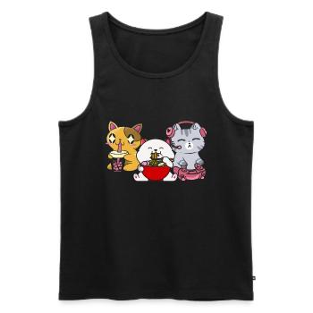 Chat Boba Thé Bubble Tea Gaming Gamer Ramen Anime - Débardeur bio Premium Homme - noir - Devant - Michal (187cm)
