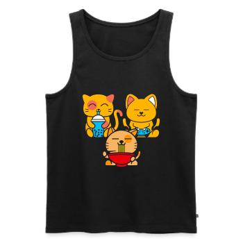 Chat Boba Thé Bubble Tea Gaming Gamer Ramen Anime - Débardeur bio Premium Homme - noir - Devant - Michal (187cm)