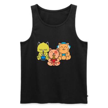 Chat Boba Thé Bubble Tea Gaming Gamer Ramen Anime - Débardeur bio Premium Homme - noir - Devant - Michal (187cm)