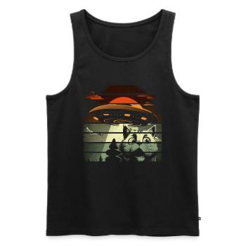 Lustige Katzen -Selfie Ufos Alien Spaceship Kitty - Männer Premium Bio Tank Top - Schwarz - Vorne - Michal (187cm)