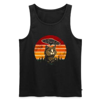 Lustige Katzen -Selfie Ufos Alien Spaceship Kitty - Männer Premium Bio Tank Top - Schwarz - Vorne - Michal (187cm)