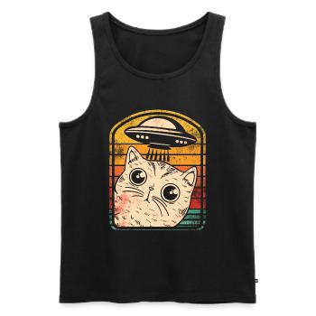 Lustige Katzen -Selfie Ufos Alien Spaceship Kitty - Männer Premium Bio Tank Top - Schwarz - Vorne - Michal (187cm)
