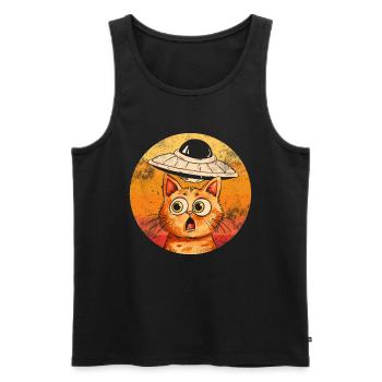 Lustige Katzen -Selfie Ufos Alien Spaceship Kitty - Männer Premium Bio Tank Top - Schwarz - Vorne - Michal (187cm)
