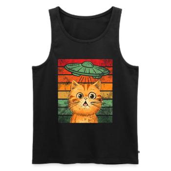 Lustige Katzen -Selfie Ufos Alien Spaceship Kitty - Männer Premium Bio Tank Top - Schwarz - Vorne - Michal (187cm)