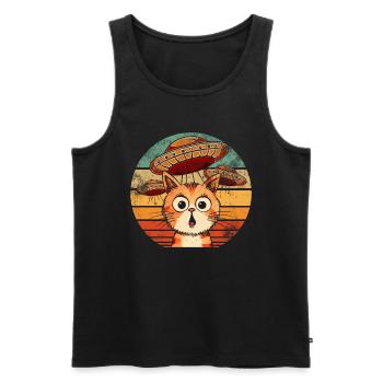 Lustige Katzen -Selfie Ufos Alien Spaceship Kitty - Männer Premium Bio Tank Top - Schwarz - Vorne - Michal (187cm)