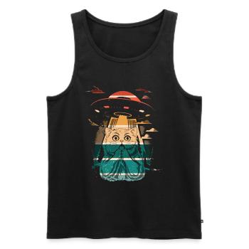 Lustige Katzen -Selfie Ufos Alien Spaceship Kitty - Männer Premium Bio Tank Top - Schwarz - Vorne - Michal (187cm)