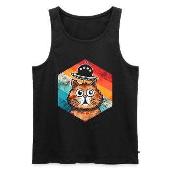 Lustige Katzen -Selfie Ufos Alien Spaceship Kitty - Männer Premium Bio Tank Top - Schwarz - Vorne - Michal (187cm)