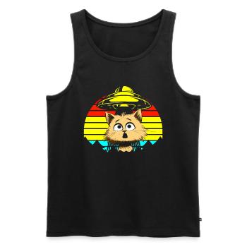 Lustige Katzen -Selfie Ufos Alien Spaceship Kitty - Männer Premium Bio Tank Top - Schwarz - Vorne - Michal (187cm)