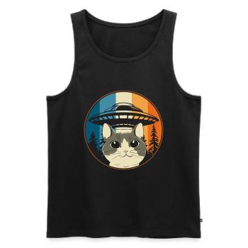 Lustige Katzen -Selfie Ufos Alien Spaceship Kitty - Männer Premium Bio Tank Top - Schwarz - Vorne - Michal (187cm)
