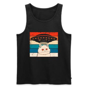 Lustige Katzen -Selfie Ufos Alien Spaceship Kitty - Männer Premium Bio Tank Top - Schwarz - Vorne - Michal (187cm)
