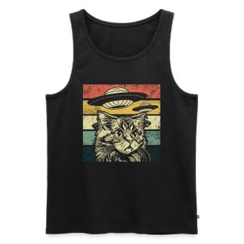 Lustige Katzen -Selfie Ufos Alien Spaceship Kitty - Männer Premium Bio Tank Top - Schwarz - Vorne - Michal (187cm)