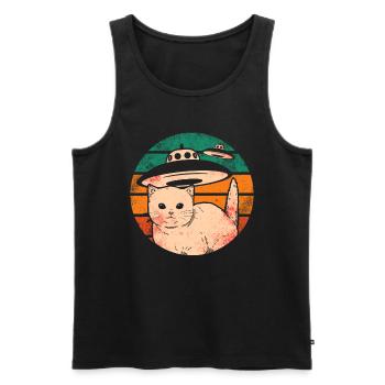 Lustige Katzen -Selfie Ufos Alien Spaceship Kitty - Männer Premium Bio Tank Top - Schwarz - Vorne - Michal (187cm)