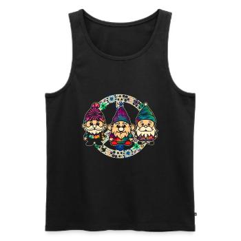Trois Gnomes Hippies Groovy Bandage Dye Gnomies - Débardeur bio Premium Homme - noir - Devant - Michal (187cm)
