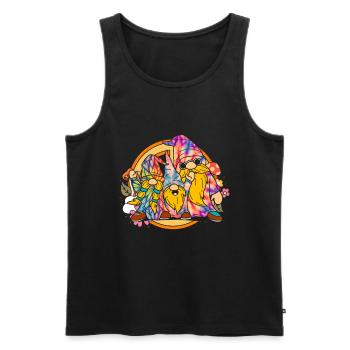 Trois Gnomes Hippies Groovy Bandage Dye Gnomies - Débardeur bio Premium Homme - noir - Devant - Michal (187cm)