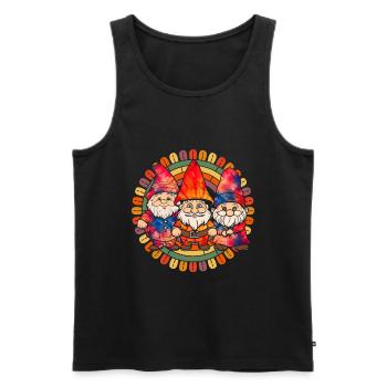 Trois Gnomes Hippies Groovy Bandage Dye Gnomies - Débardeur bio Premium Homme - noir - Devant - Michal (187cm)