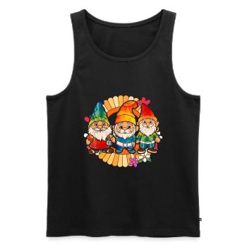 Trois Gnomes Hippies Groovy Bandage Dye Gnomies - Débardeur bio Premium Homme - noir - Devant - Michal (187cm)