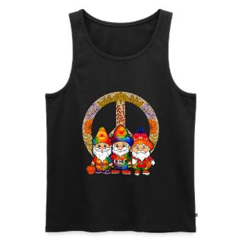 Trois Gnomes Hippies Groovy Bandage Dye Gnomies - Débardeur bio Premium Homme - noir - Devant - Michal (187cm)