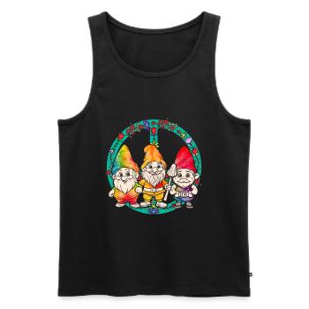 Trois Gnomes Hippies Groovy Bandage Dye Gnomies - Débardeur bio Premium Homme - noir - Devant - Michal (187cm)