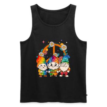 Trois Gnomes Hippies Groovy Bandage Dye Gnomies - Débardeur bio Premium Homme - noir - Devant - Michal (187cm)