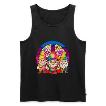 Trois Gnomes Hippies Groovy Bandage Dye Gnomies - Débardeur bio Premium Homme - noir - Devant - Michal (187cm)