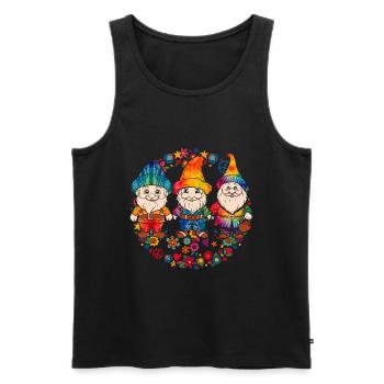 Trois Gnomes Hippies Groovy Bandage Dye Gnomies - Débardeur bio Premium Homme - noir - Devant - Michal (187cm)
