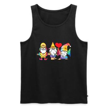 Trois Gnomes Hippies Groovy Bandage Dye Gnomies - Débardeur bio Premium Homme - noir - Devant - Michal (187cm)
