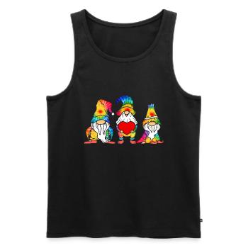 Trois Gnomes Hippies Groovy Bandage Dye Gnomies - Débardeur bio Premium Homme - noir - Devant - Michal (187cm)