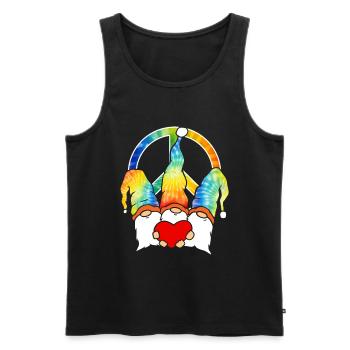 Trois Gnomes Hippies Groovy Bandage Dye Gnomies - Débardeur bio Premium Homme - noir - Devant - Michal (187cm)