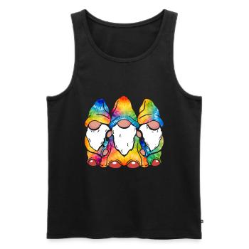 Trois Gnomes Hippies Groovy Bandage Dye Gnomies - Débardeur bio Premium Homme - noir - Devant - Michal (187cm)